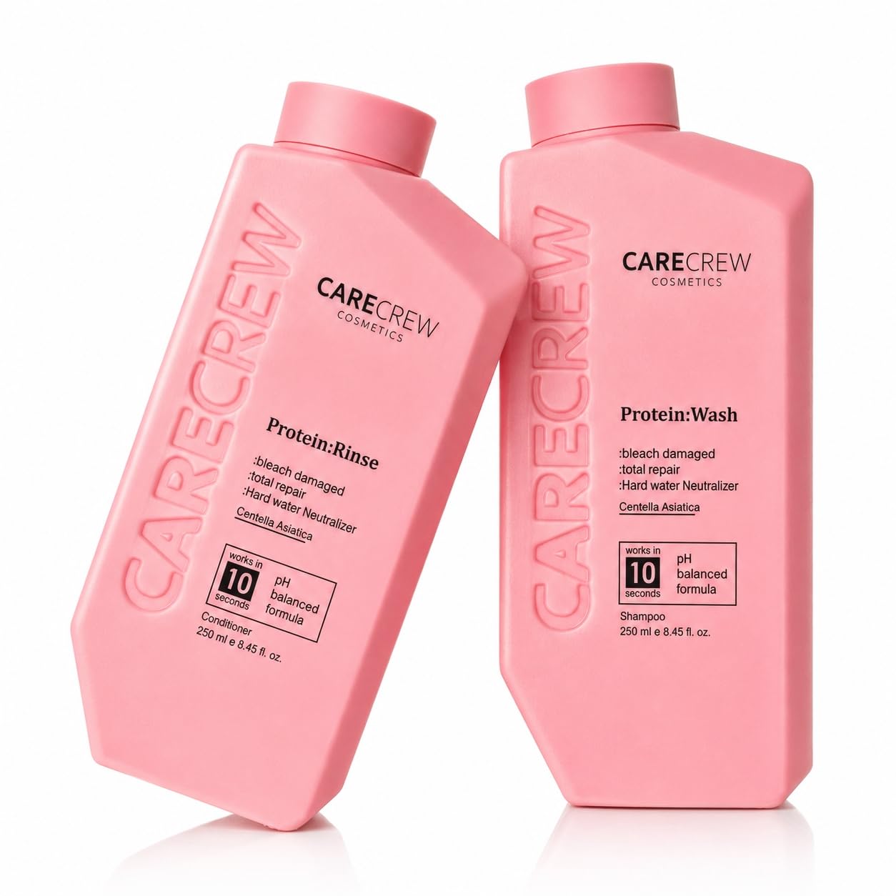 CARECREW Nanoplastia Protein Wash & Rinse Set | 250ml Shampoo & Conditioner | Bleach-Damaged Hair Repair, pH Balanced, 10-Second Action