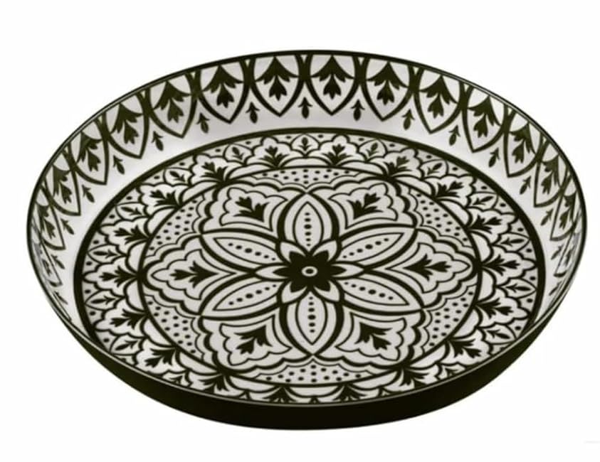 7-Piece Melamine Lazy Susan with Cover (Black, Standard)