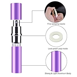 Zingso Portable Mini Refillable Perfume Bottle, 3 Pcs Travel Size Perfume Atomizer Empty Spray Bottle Case for Outdoor and Traveling with Funnel and Perfume Diffuser (B - 10ml (Pink+Silver+Purple))