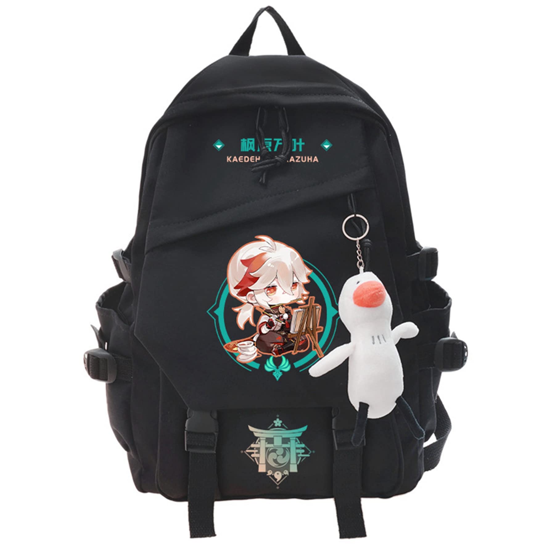 Genshin Impact Kaedehara Kazuha Anime Bookbag Backpack 3D Print Bags Travel Backpack With Cute Doll 