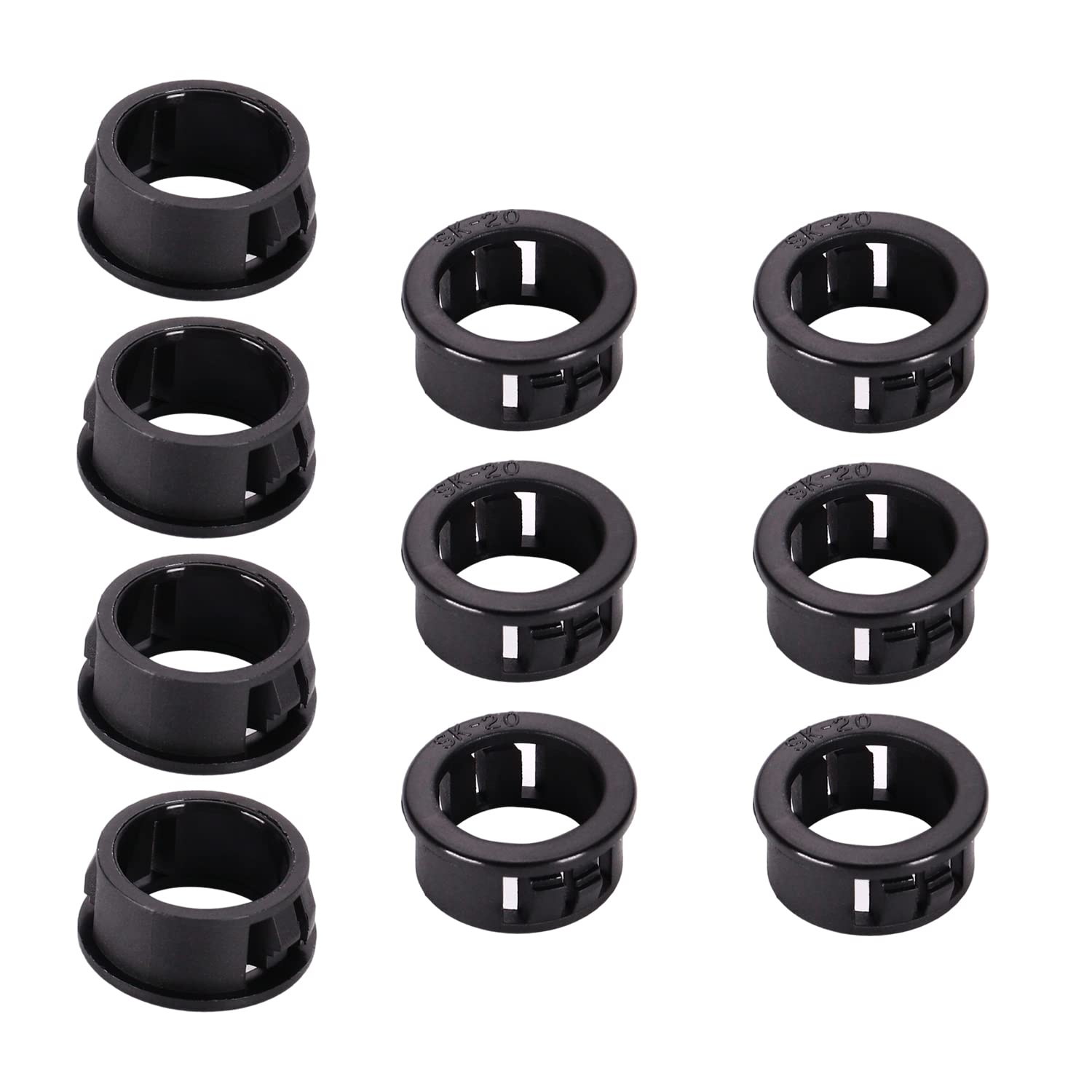 Jutagoss 10Pcs Cable Snap Bushing SK-20 Black Nylon Snap in Cable Hose Bushing Grommet Protector