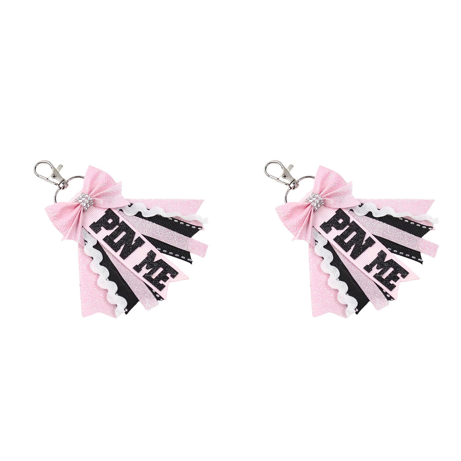 Jazuaiao Cheer PinMe Ribbon for Backpacks Glitters Cheerleaders Keychains Bulk Gift PinMe Keychains