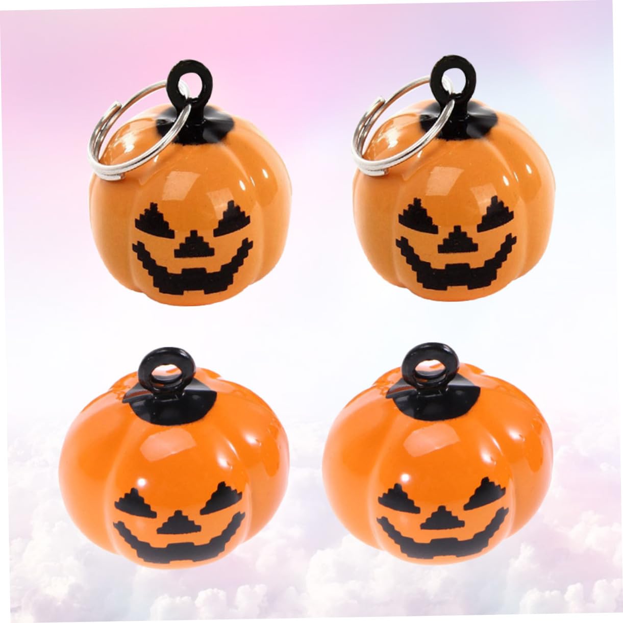 Angoily 4pcs Pumpkin Shaped Bell Decorative Pumpkins Ghost Skull Bells Pumpkin Pet Bells Cartoon Accessories, 1.9X1.9CM, Copper