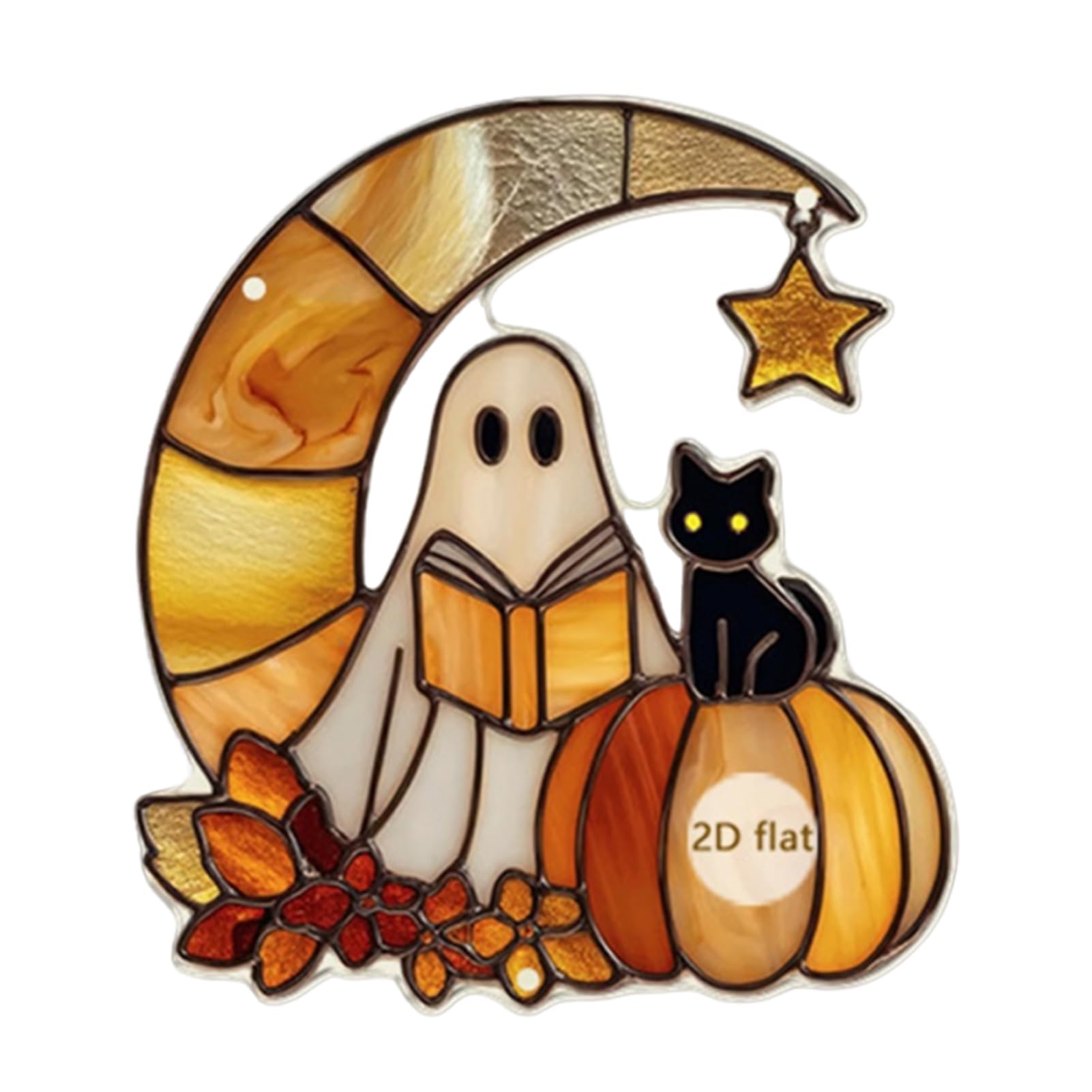 Ghost Window Sun Catcher, Sun Catchers with Bat Pumpkin, Outdoor Hanging Ornaments, Colourful Window Decor for Home Garden Conservatory Wall, for Mum Grandma C