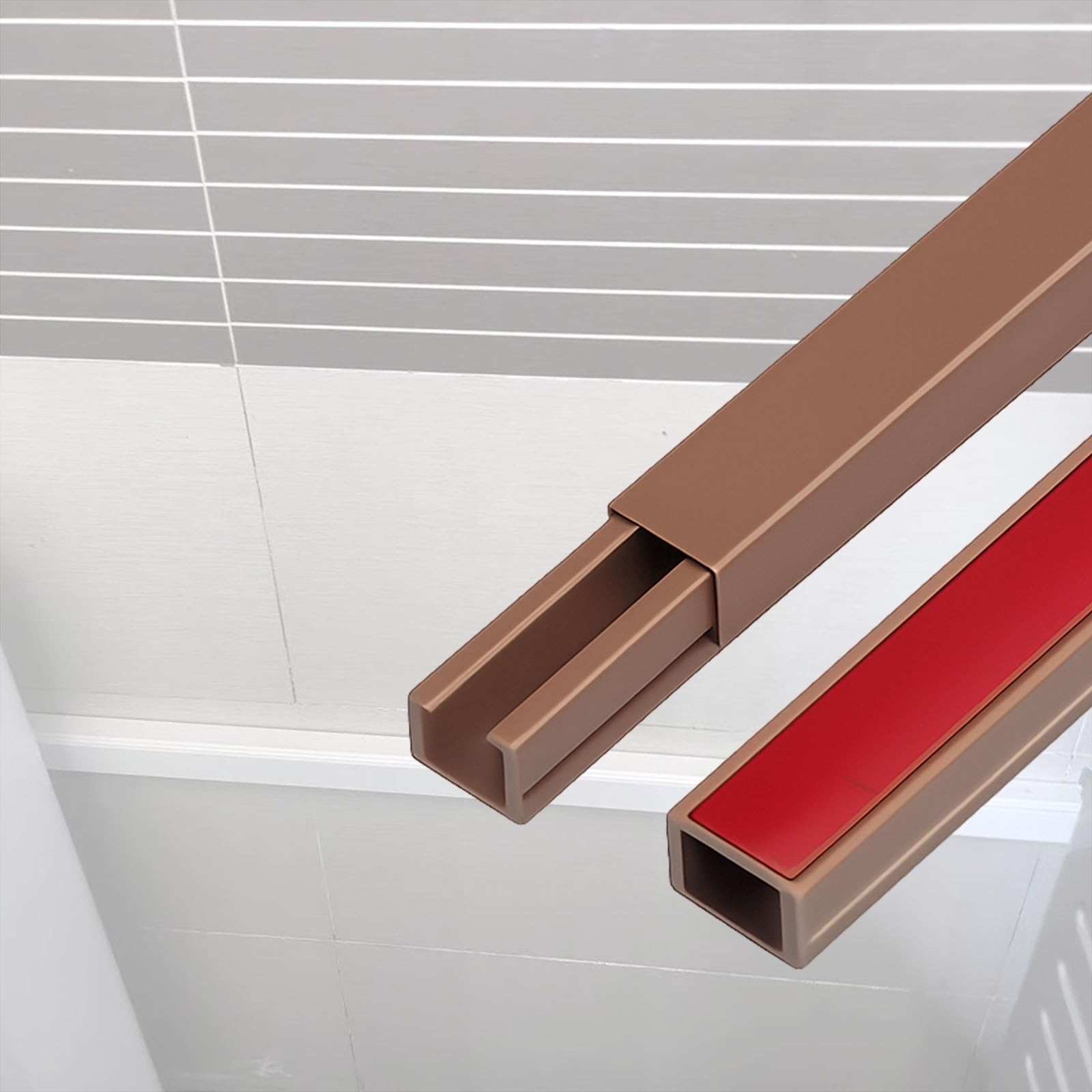 canalina passacavi muro Kit Canalina Portacavi Quadrata Con Supporto Adesivo Canalina In PVC Larghezza 16 Mm, Copricavo Copricavo Spessore Lunghezza 1 M(Brown 20 PCS)