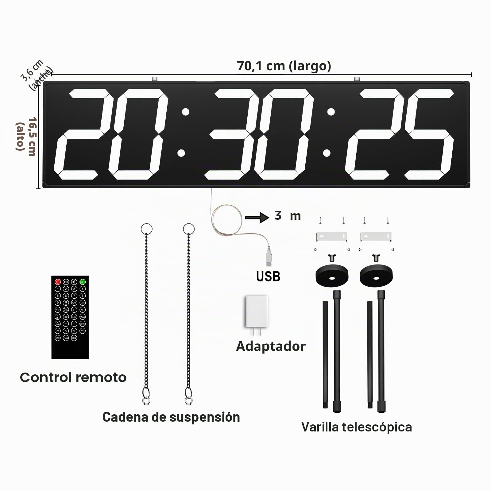 CHKOSDA Reloj de pared digital de doble cara de 28.5 pulgadas, reloj de cuenta regresiva LED multifuncional con temporizador, visualización de temperatura y fecha, reloj digital colgante de gran