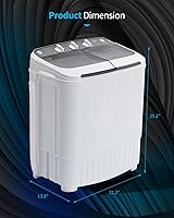 Vista 6 de Minilavadora portátil de doble tina de 16.5 libras, lavadora semiautomática compacta y combo de centrifugado, carga superior, lavadora portátil