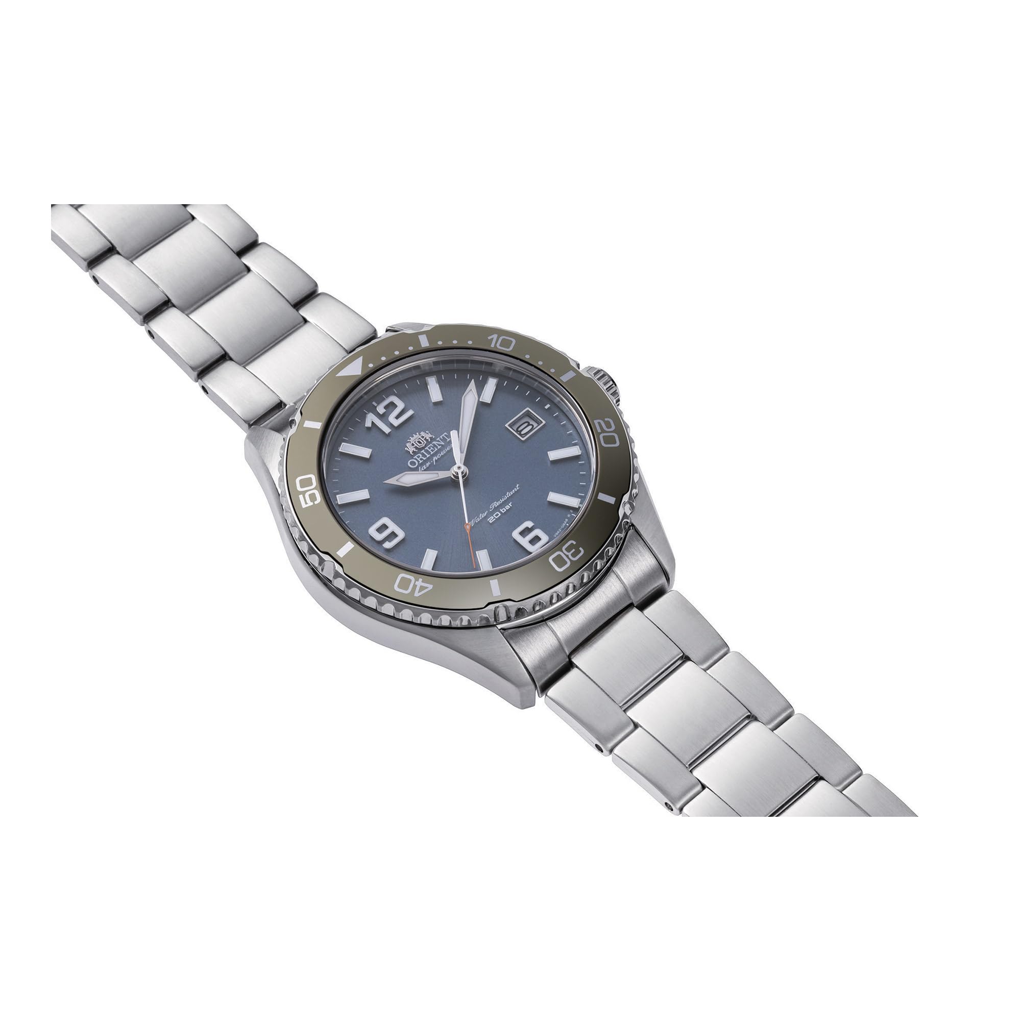 ORIENT Sports Diver Mako Solar 40 mm - Zegarek na rękę ze stali sportowej do nurkowania na co dzień RA-WJ00, granatowy, Sportowy