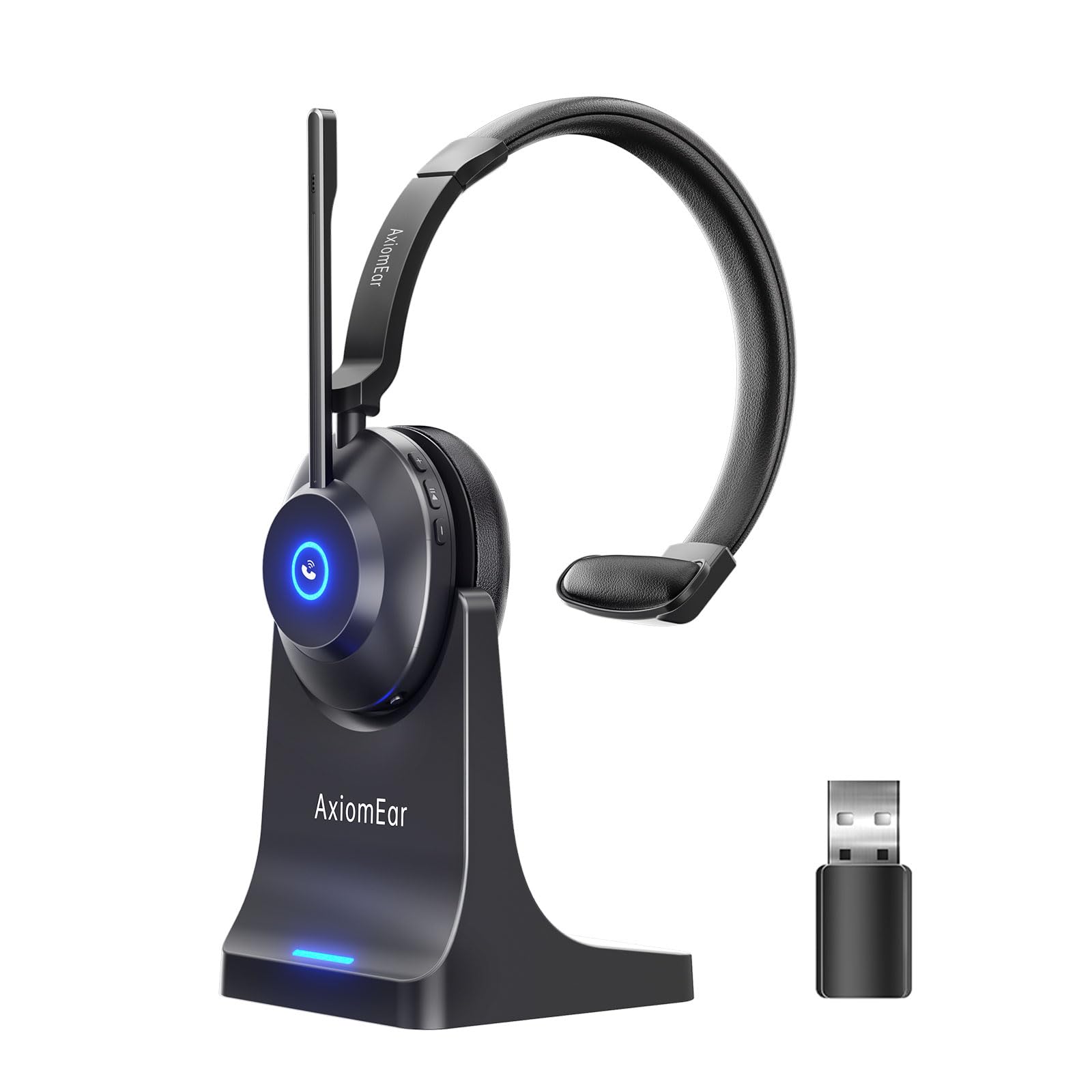 Bluetooth Wireless Headset with Mic for Work, Advanced Noise Reduction Microphone, Clear Calls - Comfortable On-Ear Headphones, Bluetooth 5.3, Applicable to Laptop, PC, Zoom, Office, Phone Black