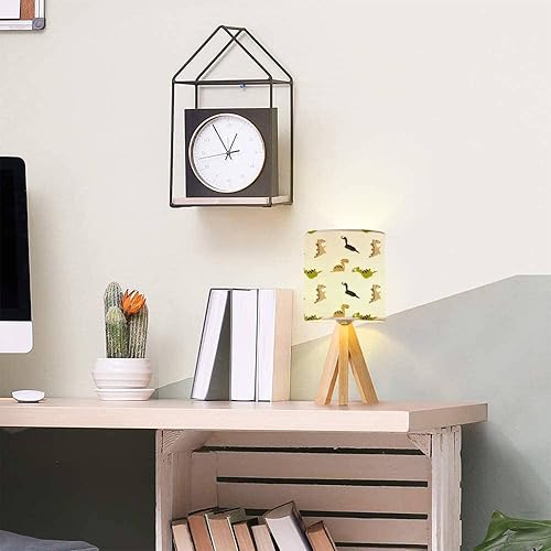 Miniatura 5 de OEPWQIWEPZ Tripod Bedside Desk Table Lamp Dinosaur Cute Seamless for Kids Baby Fashion Funny Character Children Wood Nightstand Lamp with Linen