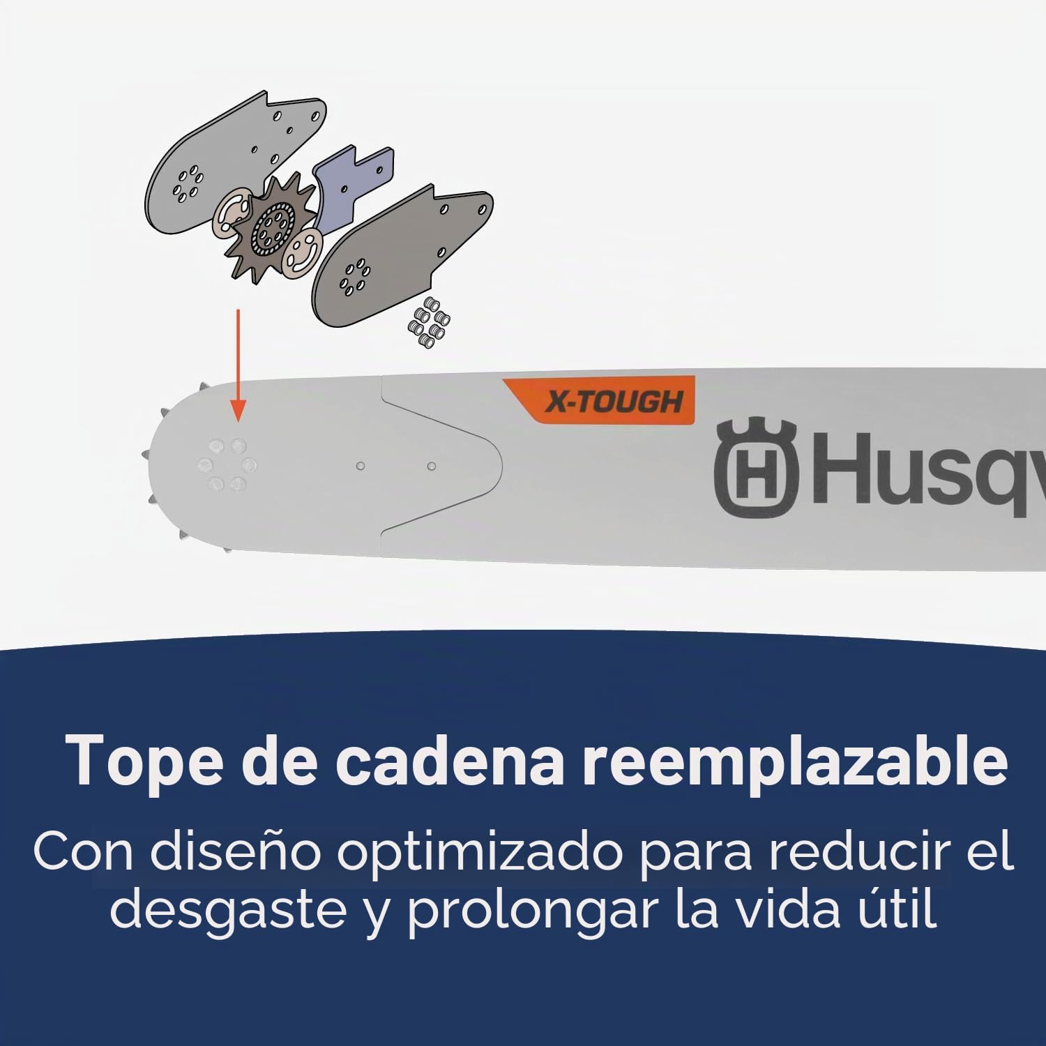 Husqvarna HT-380 - Barra de sierra de cadena X-Tough de 18 pulgadas, calibre 0.050, paso 3/8