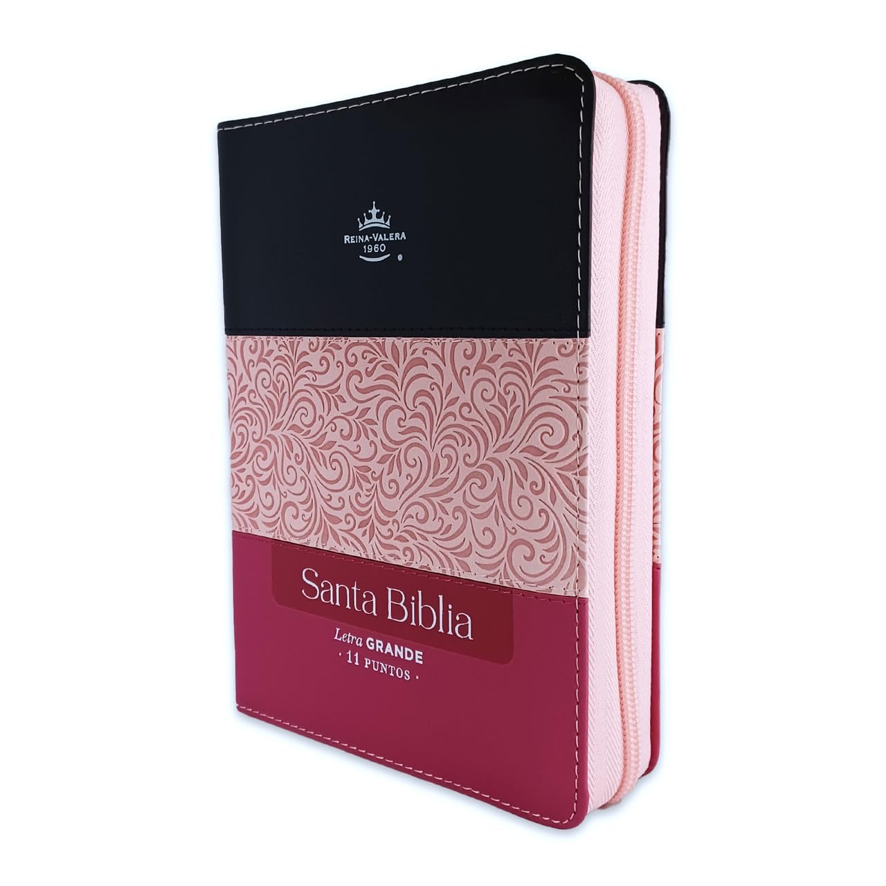 Biblia para Mujer Compacta con Cierre Letra 10 puntos RV1960 tricolor negro/rosado/fucsia con indice      Imitation Leather – January 1, 2026