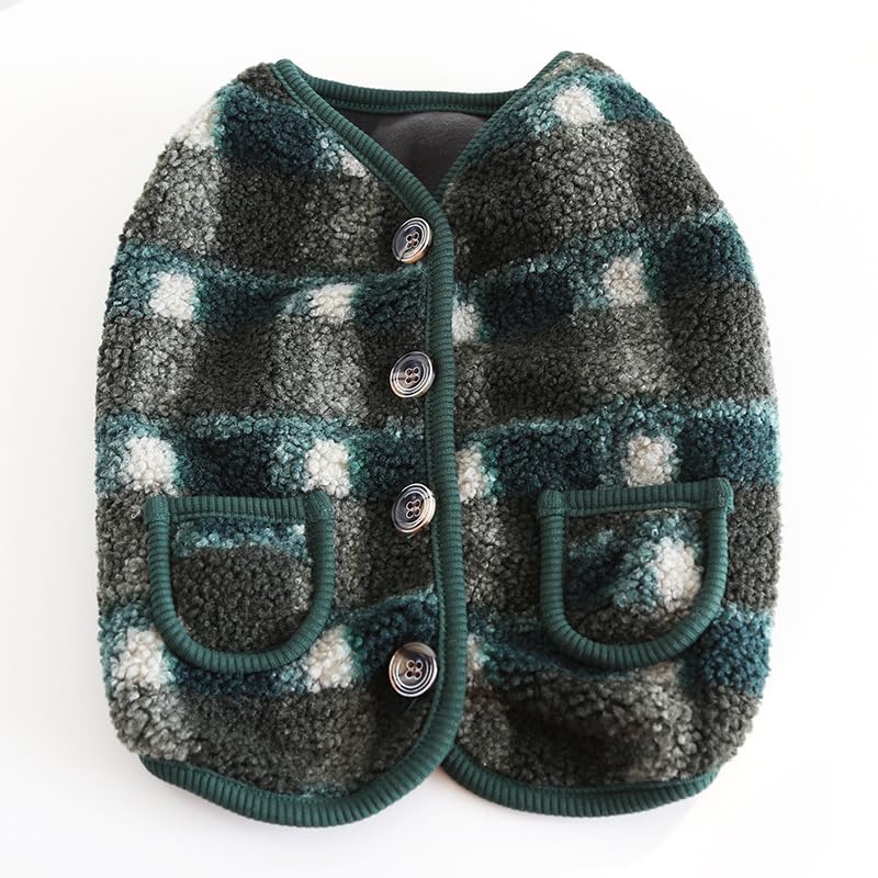 BT Bear Fat Dog Clothes,Dog Big Chest Polar Fleece Pet Winter Warm Coat Jacket for Cats Small Dogs Medium Dogs Pug French Bulldog (S,Dark Green) - Image 2