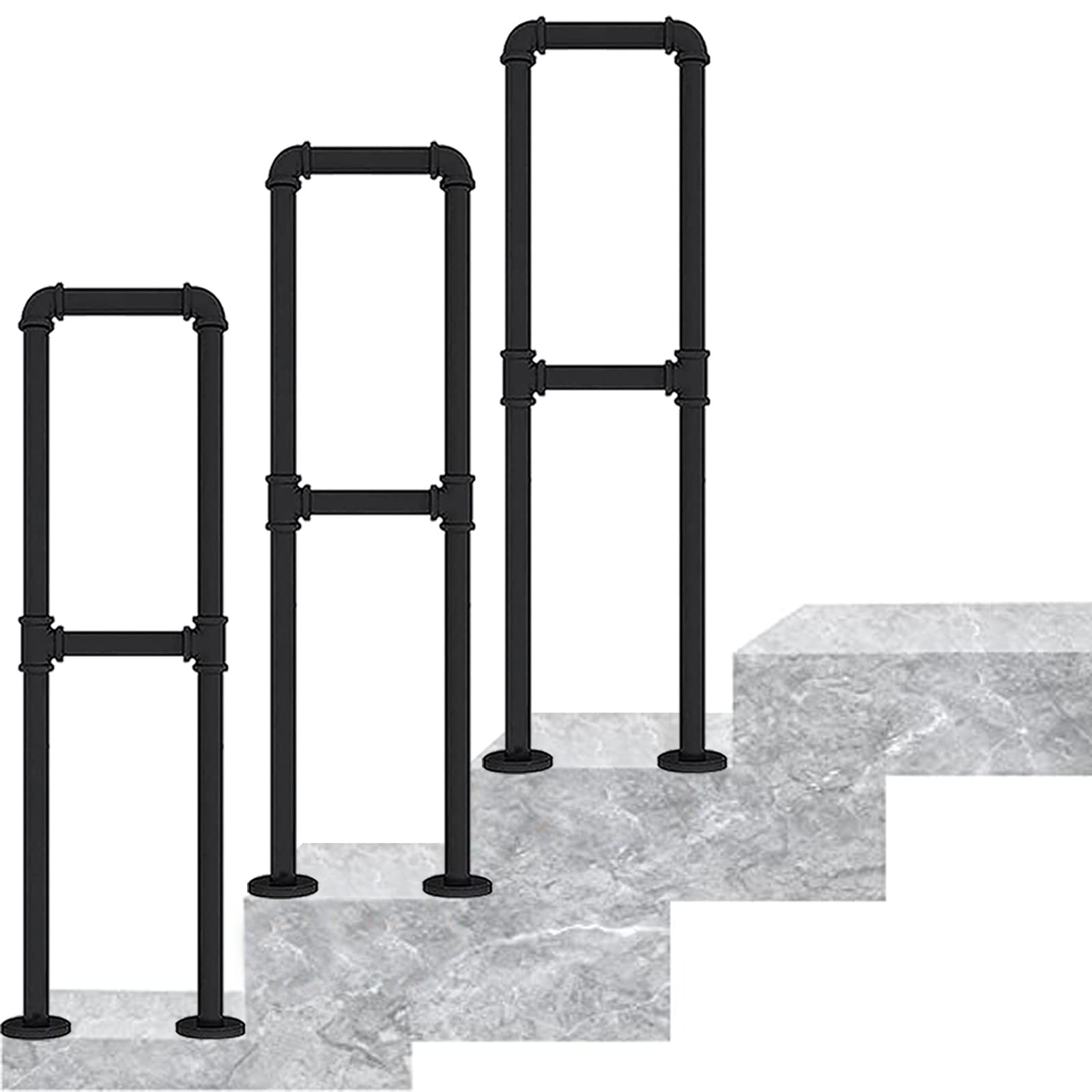 Rampe d'escalier en métal robuste anti-glisse avec tige de support