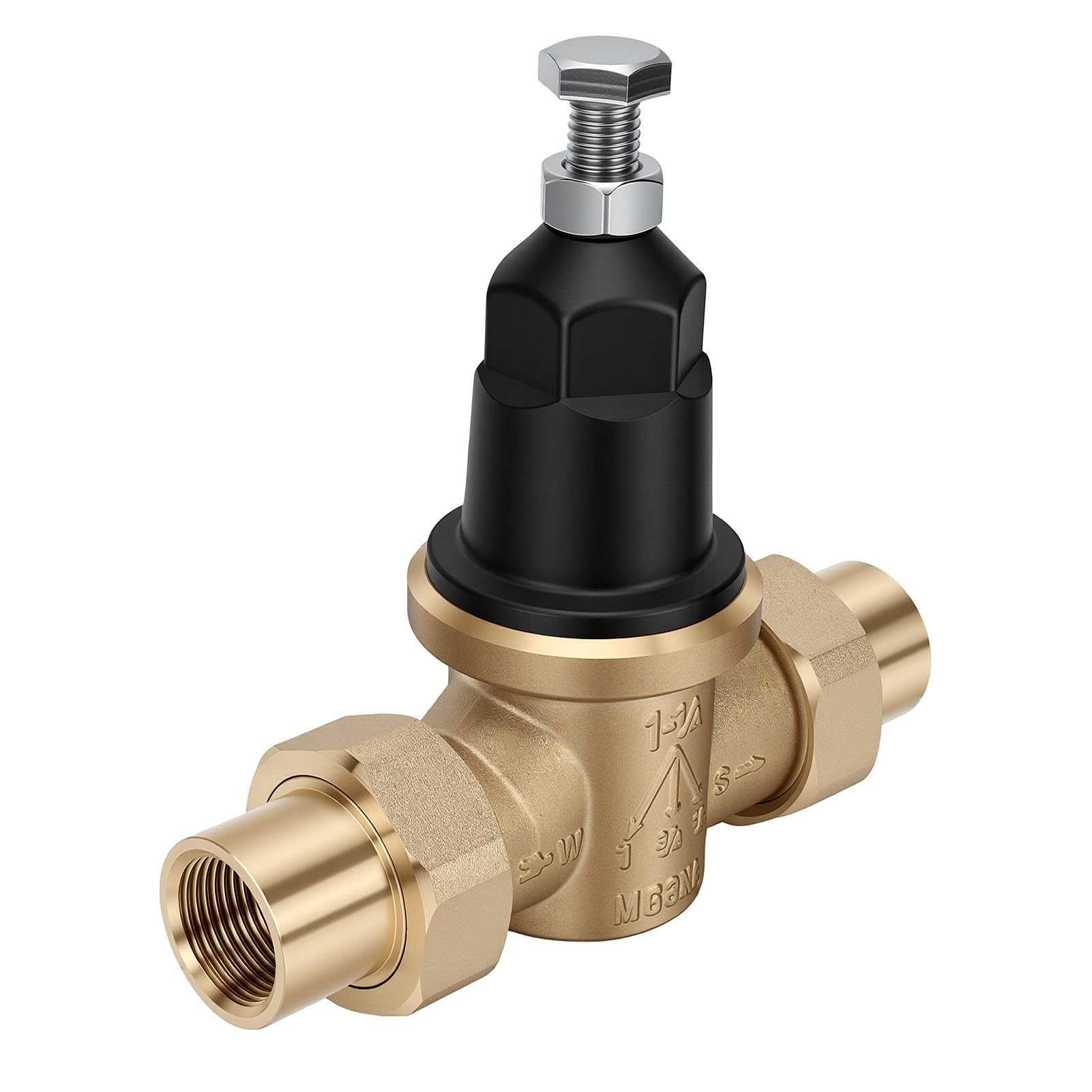 Fafeicy Regulador de Presión de Agua de 3/4 de Pulgada, Conexión Doble FNPT | con Rejilla de Filtro Cuerpo Niquelado para Sistemas de Agua Fría y Caliente