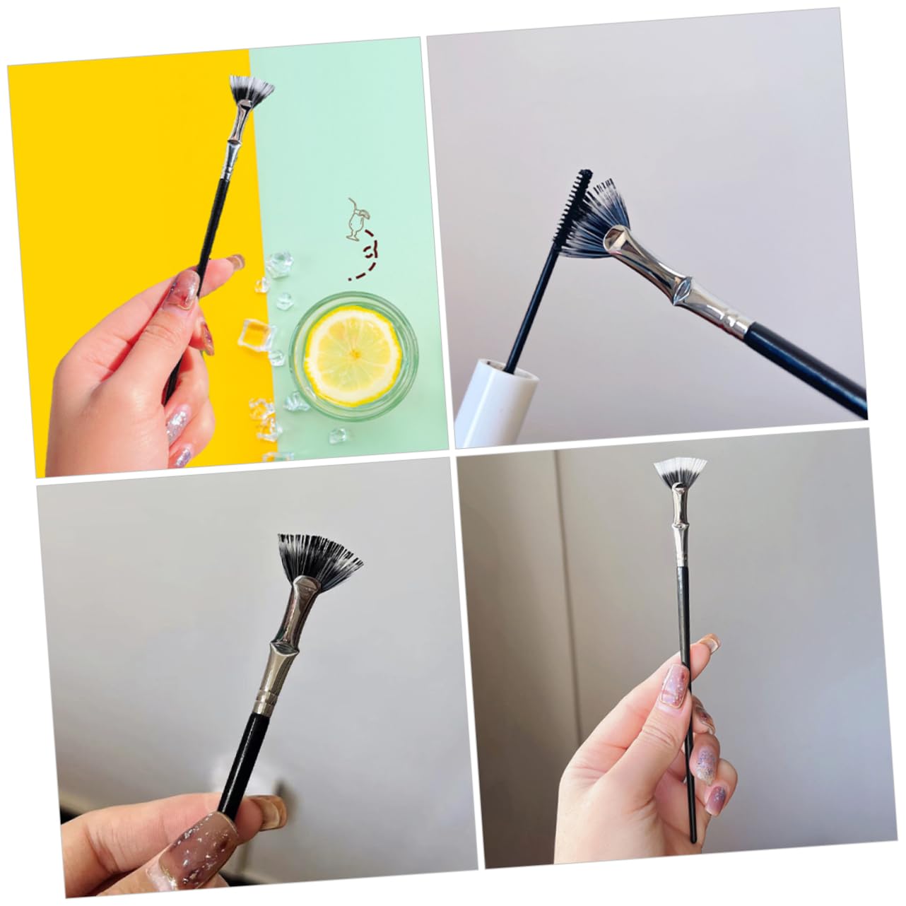 FOMIYES Face Fan Makeup Brush Lash Mascara Tool for Extensions Compact Eyelash Brush for Travel