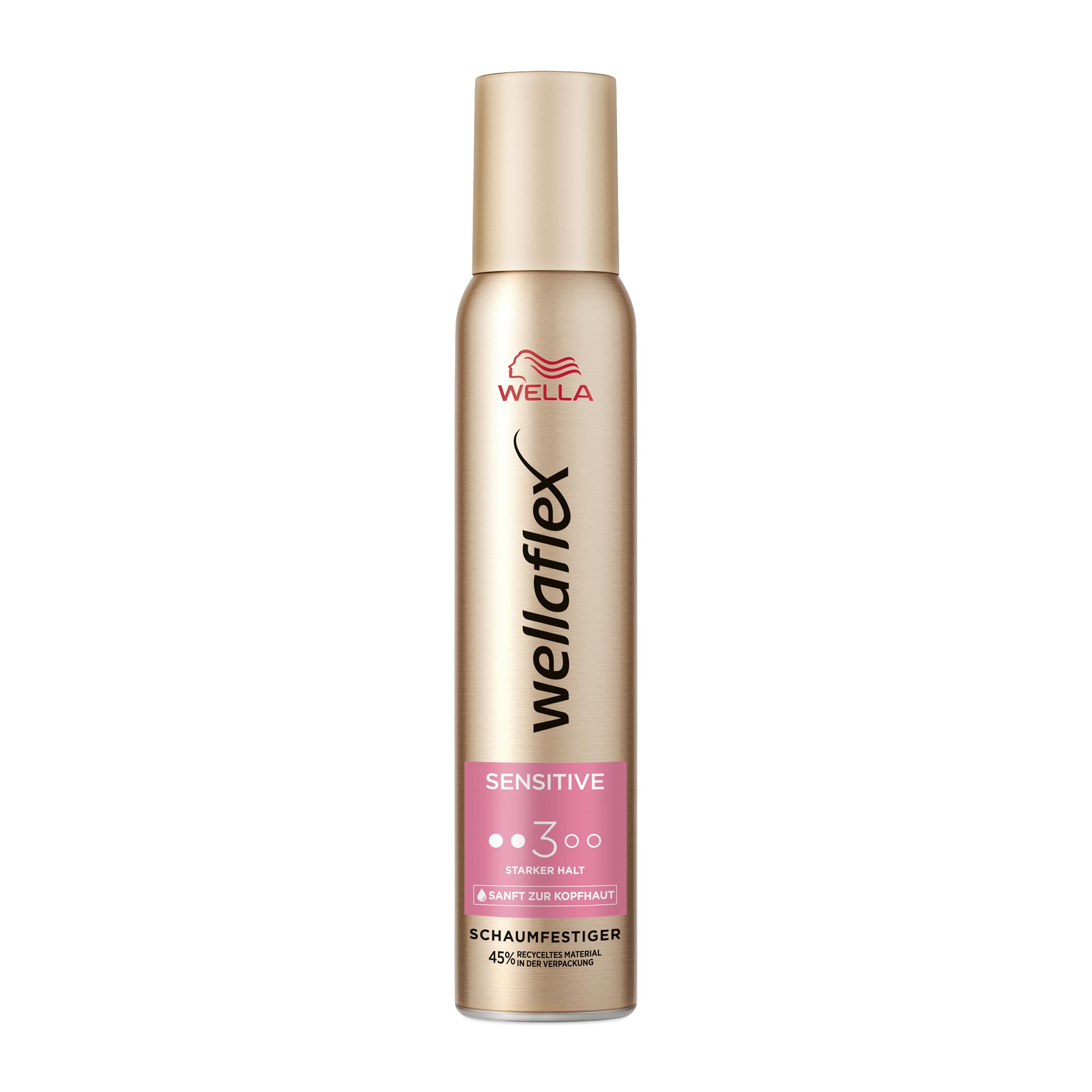 Wellaflex Schaumfestiger Sensitive Starker Halt – parfümfreier Haarschaum für 24h flexiblen Halt ohne Verkleben – mit UV-Schutz und Hair Taming Complex mit Macadamia-Öl – 200 ml