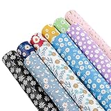 Caydo 10 Pieces Daisy Faux Leather Sheets, Daisy Flower Printed Synthetic Leather Sheet for Earrings Making Craft and Hair Accessories Making