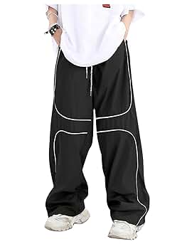GORGLITTER Men's Baggy Track Pants Y2K Drawstring Elastic GORGLITTER Men's Baggy Track Pants Y2K Drawstring Elastic