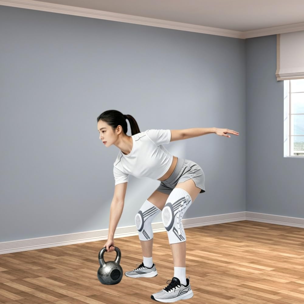 Sensa Ginocchiere a compressione unisex con regolazione a rotella e stabilizzatori laterali, ginocchiere sportive per fitness e uso quotidiano