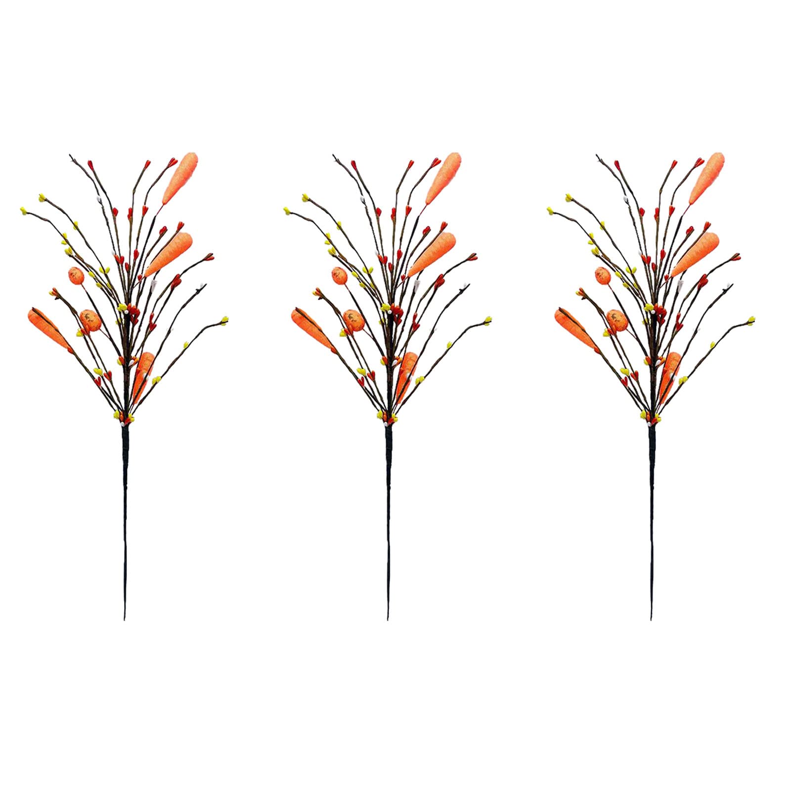 NOBONU 3 Pack Artificial Easter Spray with Pastel Easter Eggs and Berries Decorative Spring Floral Stems with Carrots Speckled Easter Egg Twig Branches