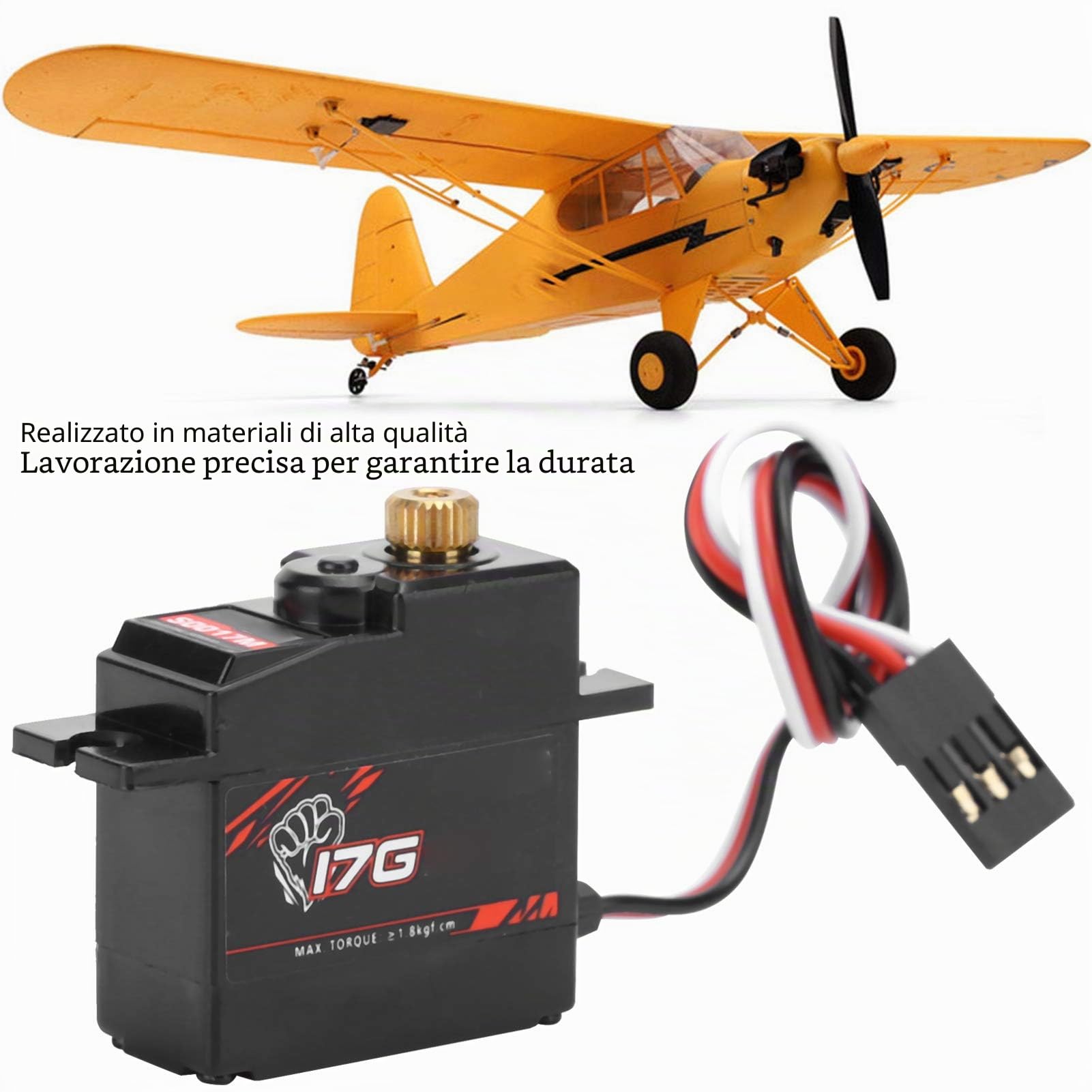 HERCHR Servo con Ingranaggi in Metallo 17g Servo Digitale RC ad Alta Coppia Impermeabile con Ingranaggi Metallo per Modelli RC ad Alta velocità Scala 1/18, Auto, aeroplani, Robot e Barche