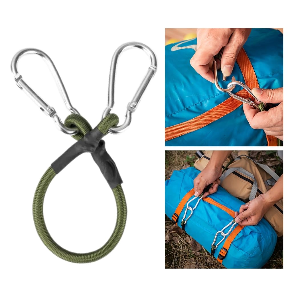 Elastic Straps with Carabiner Hooks Heavy Duty Bungee Cord for Outdoor Tent, Luggage Rack, Camping, Cargo Enduring