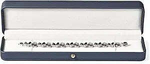 Bracelet Box PU Leather Necklace Jewelry Box Bracelet Gift Box Necklace Gift Box Jewelry Box Long Chain Bracelet Display Case Velvet Interior Jewelry Gift Boxes Necklace Case(Steel-Blue)