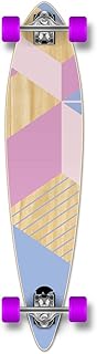Yocaher Graphic Complete Pintail Skateboards Longboard w/Black Widow Premium 80A Grip Tape Aluminum Truck ABEC9 Bearing 70mm Skateboard Wheels (Complete - Pintail - Geometric Purple)