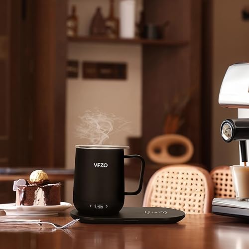 Miniatura 7 de Taza inteligente con control de temperatura, pantalla LED de taza de café autocalentable, duración de la batería de 180 minutos, caliente hasta 149