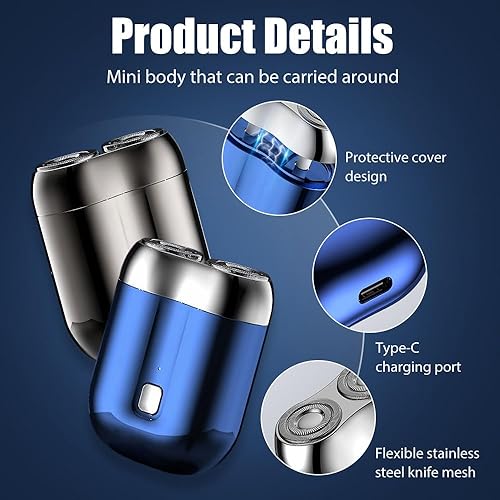 Miniatura 3 de Mini maquinilla de afeitar eléctrica portátil, modelo 2 en 1, mini afeitadora eléctrica de doble cabeza, recargable, impermeable, compacta, para