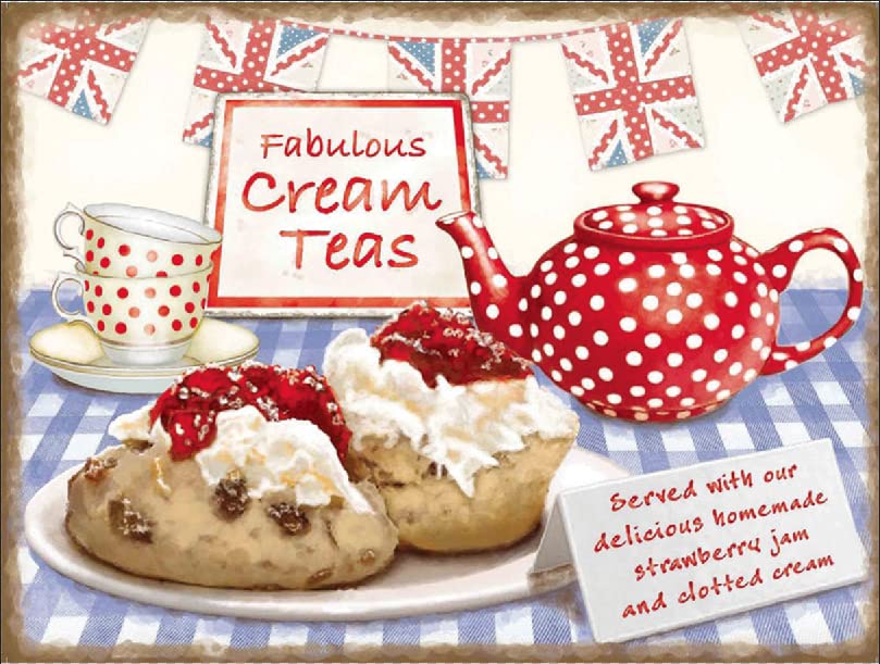 Fabulous Cream Tea Metal Sign Nostalgic Vintage Retro Advertising Wall Plaque (Aluminium A4 (200x280mm) Approx)