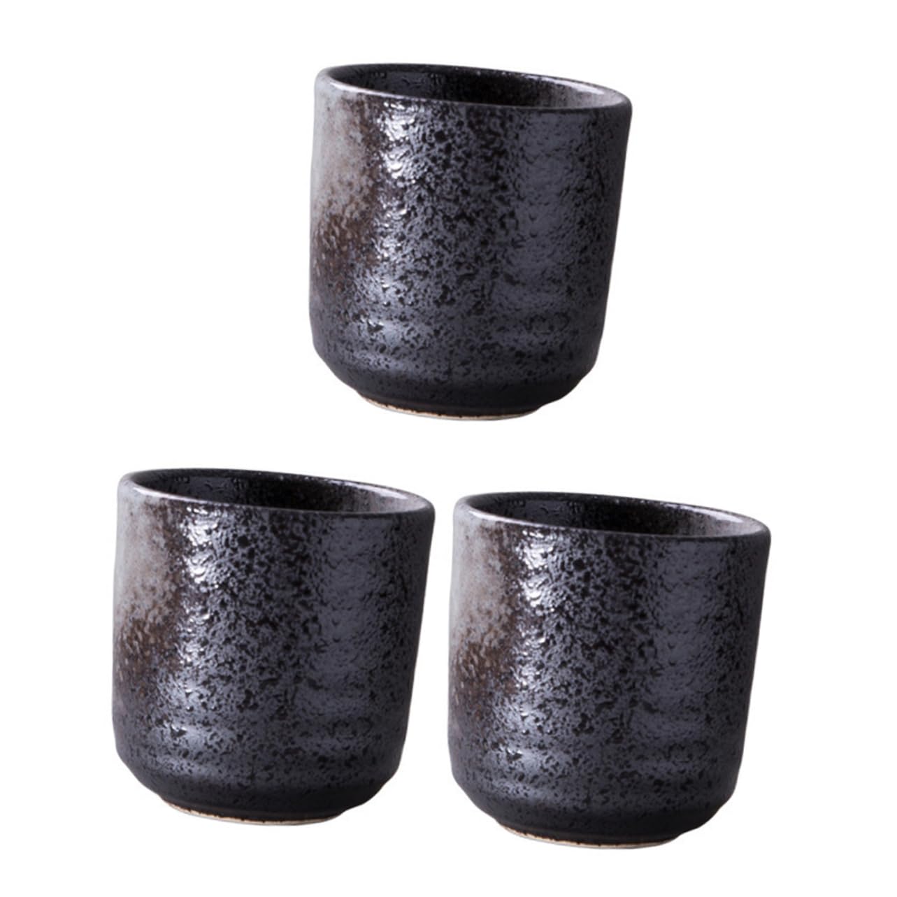 COLLBATH 3 Stück Retro Keramik Teeservice mit Tasse Schwarz