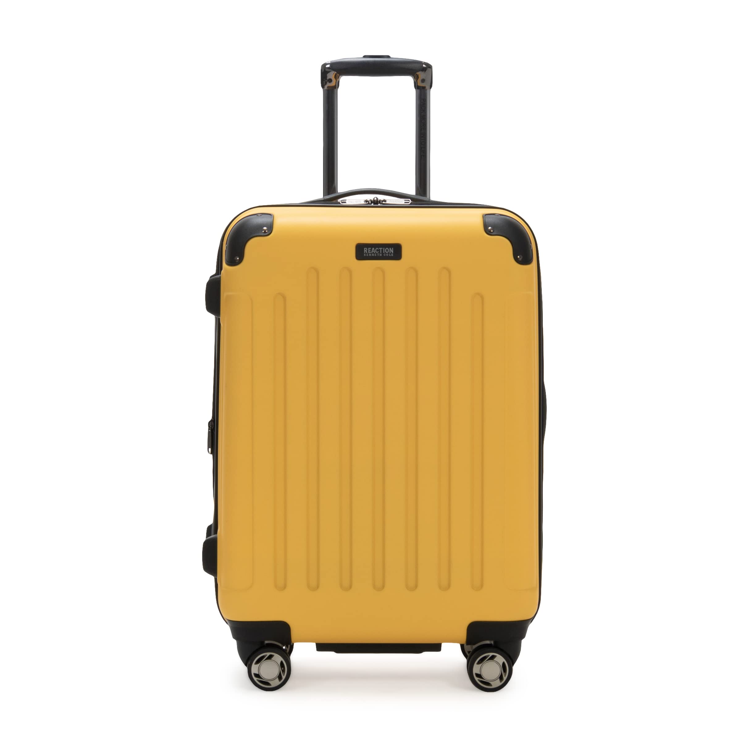 Kenneth Cole REACTION Renegade Luggage Expandable 8-Wheel Spinner Lightweight Hardside Suitcase, Honey Butter, 24-Inch Checked