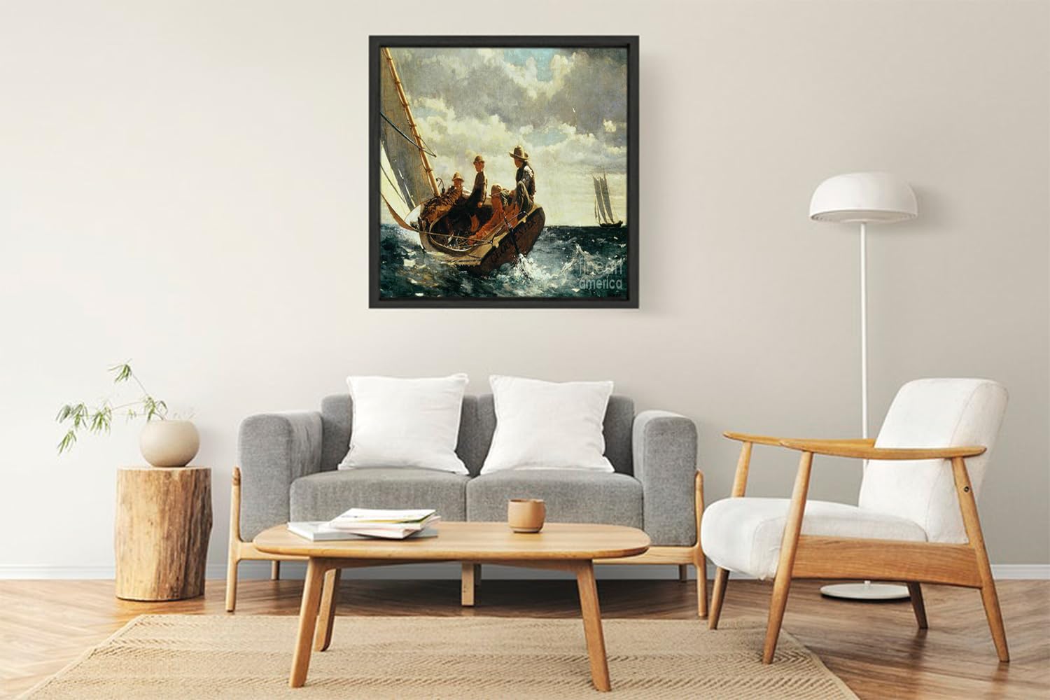 VERRE ART Printed Framed Canvas Painting for Home Decor Office Wall Studio Wall Living Room Decoration (22x22inch Black Floater) - Breezing Up