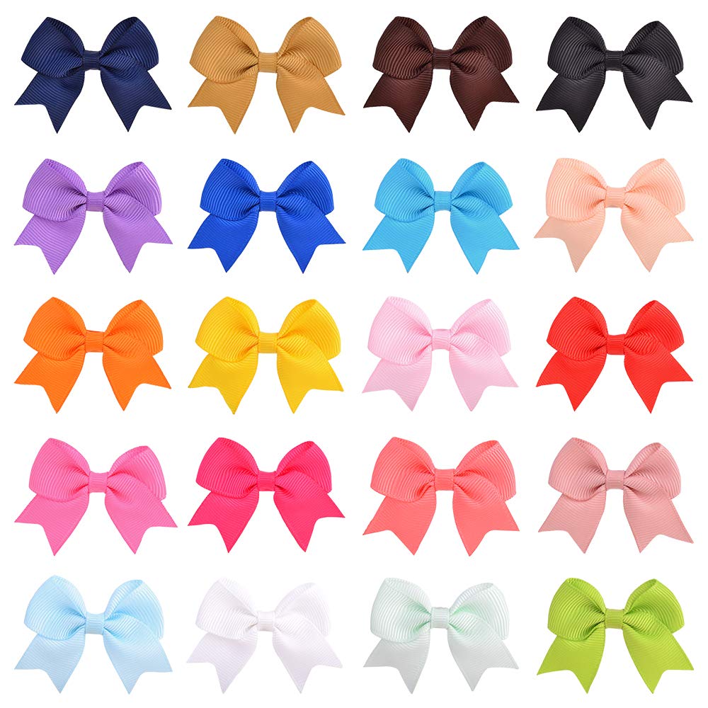 jollybows Lot de 40 barrettes à cheveux en ruban gros-grain pour enfants 6 cm