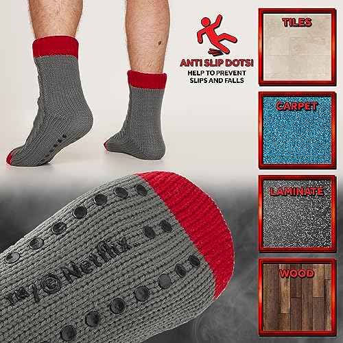 Stranger Things Fluffy Socks for Men Teenagers Soft Warm Slipper Socks with Non Slip Grip Pads One Size Gifts for Men4