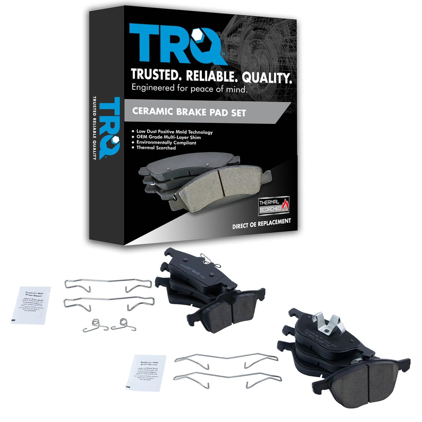 TRQ BFA12941 Front and Rear Ceramic Brake Pad Set