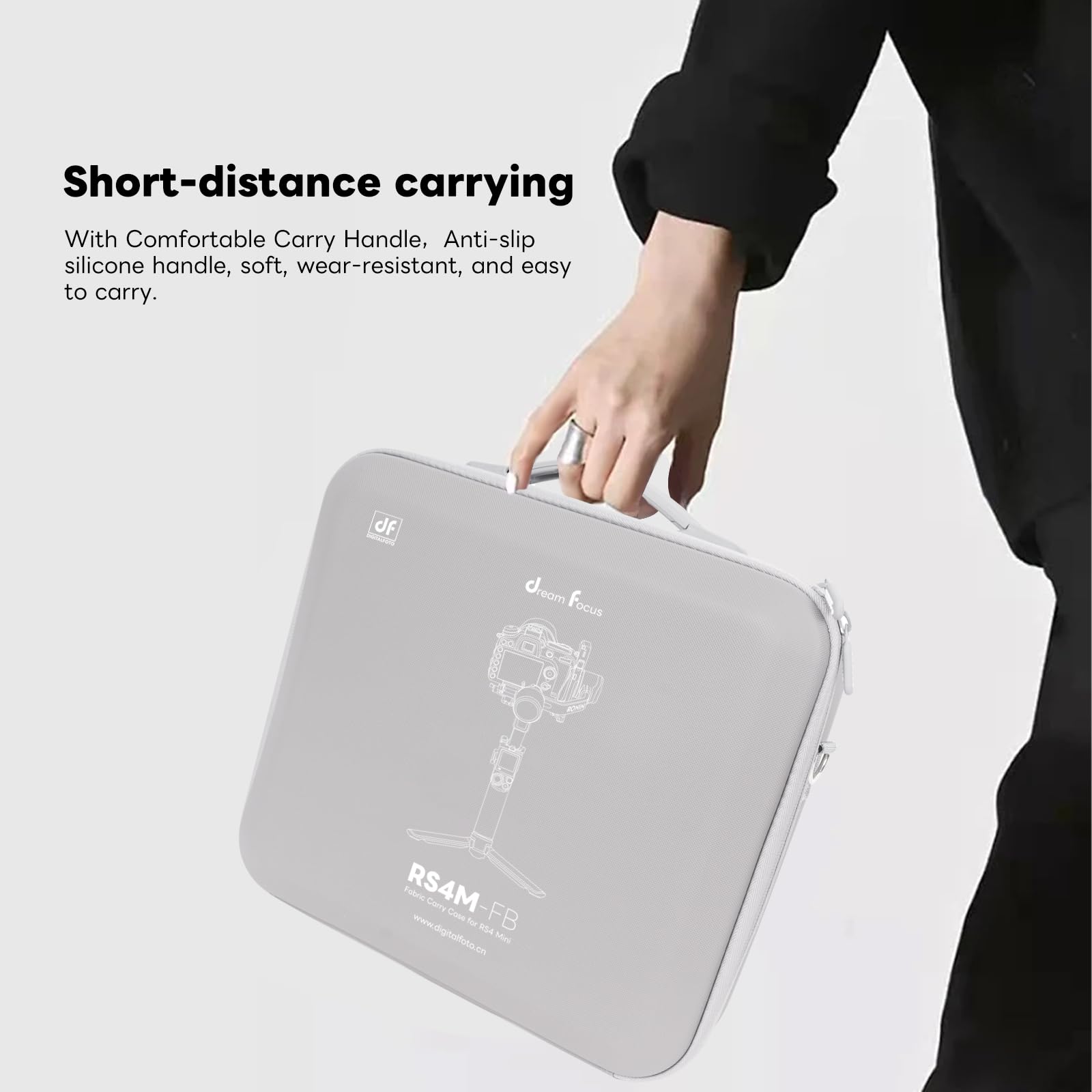 DF DIGITALFOTO Custodia da Trasporto Leggera RS4 Mini con Tracolla, Borsa Protettiva Rigida Resistente All'acqua e Agli urti per Riprese All'aperto, Compatibile con DJI RS4 MINI Creator Combo, Grigio