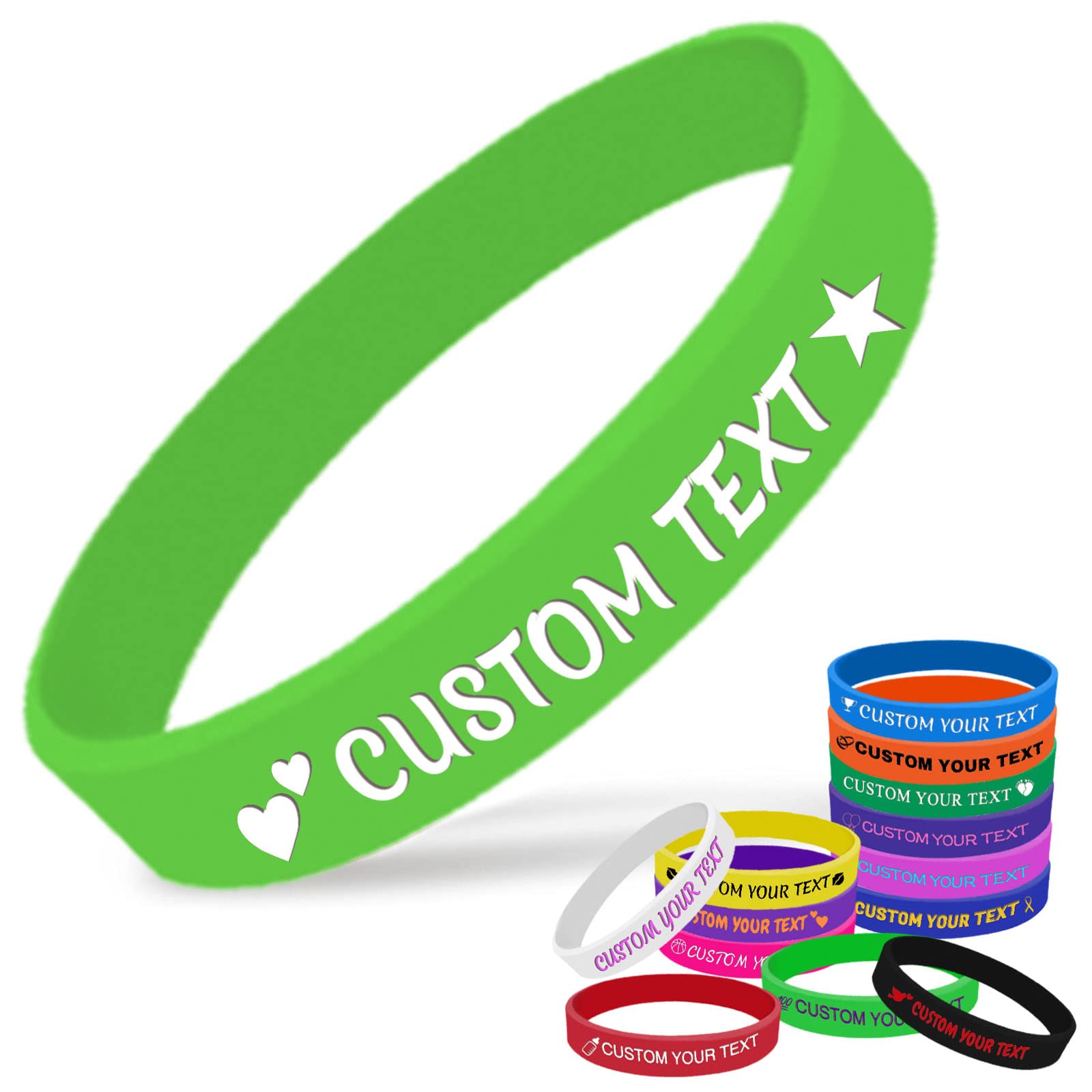 Aolun Personalised Silicone Wristbands Custom Engraved Rubber Bracelets Customised Wristbands with Text for Events, Gifts(30 50 100 200 pack)