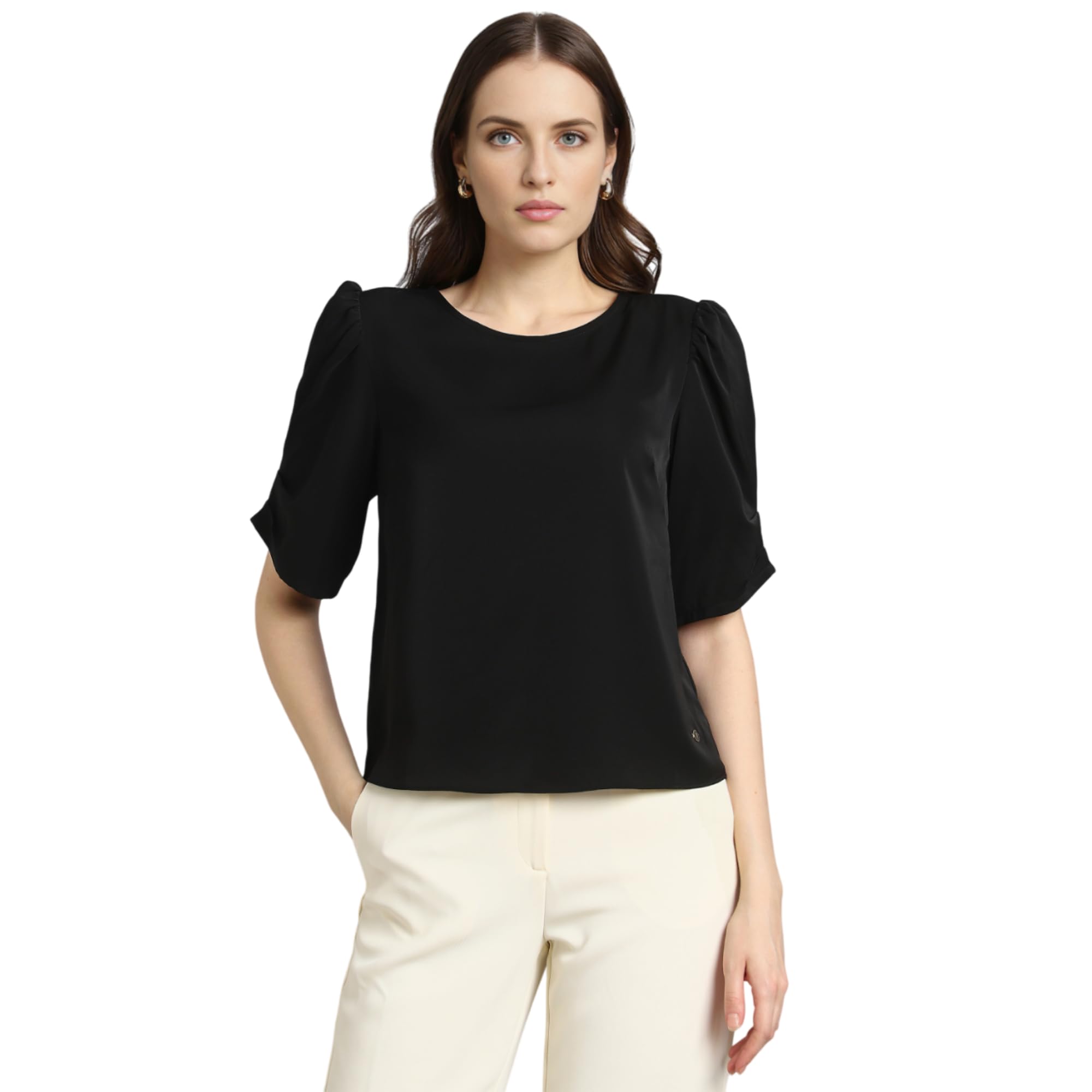 van heusen Women's Regular Fit Half Sleeve Round Neck Formal Top-picture-24