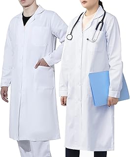 Herren Damen Laborkittel, 100% Baumwolle, Laborkittel, Medizinkittel, Arztkittel