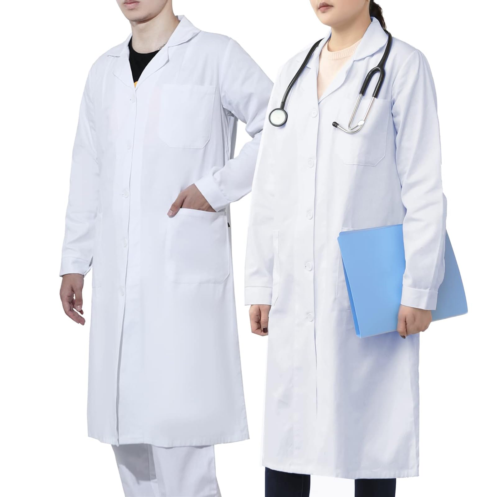 WORK IDEA Męski damski fartuch laboratoryjny, 100% bawełna, fartuch laboratoryjny, fartuch lekarski