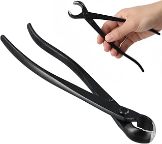 Bonsai Scissors 205mm, Professional Tongs Stainless Steel with Round Edge, Bonsai Set Tools for Gardening Garden, Milling Branch Removal of Small Branches Protrusions, Knobs, Black