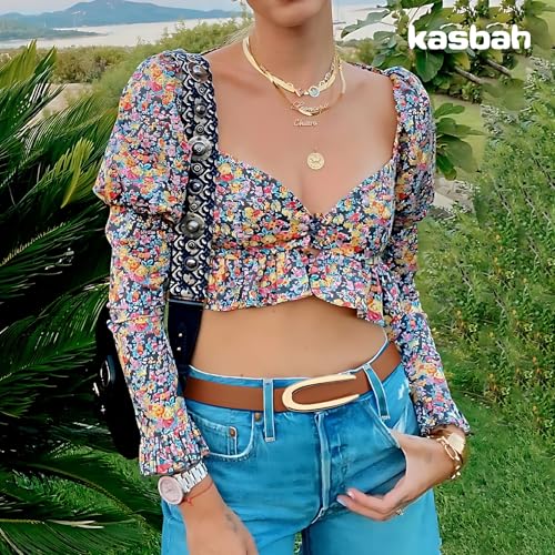 KASBAH Reversible Leather Belts For Women with Gold Buckle Fashion 2-Sided Belt Ladies Waist Belt for Jeans Dresses Pants4