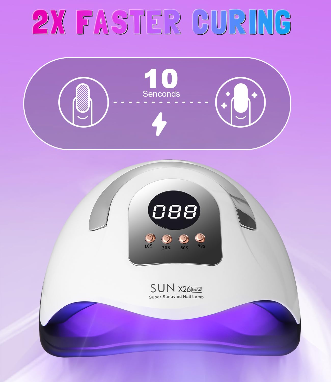 Lampa UV do paznokci 380 W, 81 LED lakier żelowy do paznokci, 4 timery, wyświetlacz LCD, automatyczny czujnik, szybka suszarka, nadaje się do wszystkich lamp