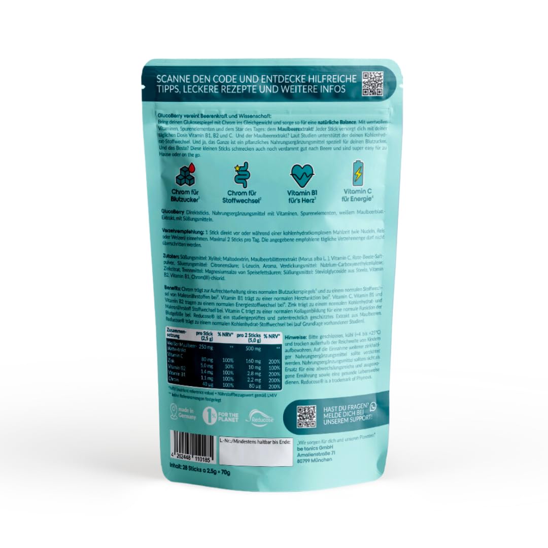 be tanics GlucoBerry Blutzucker Balance Glukose mit Reducose 28 Direktsticks