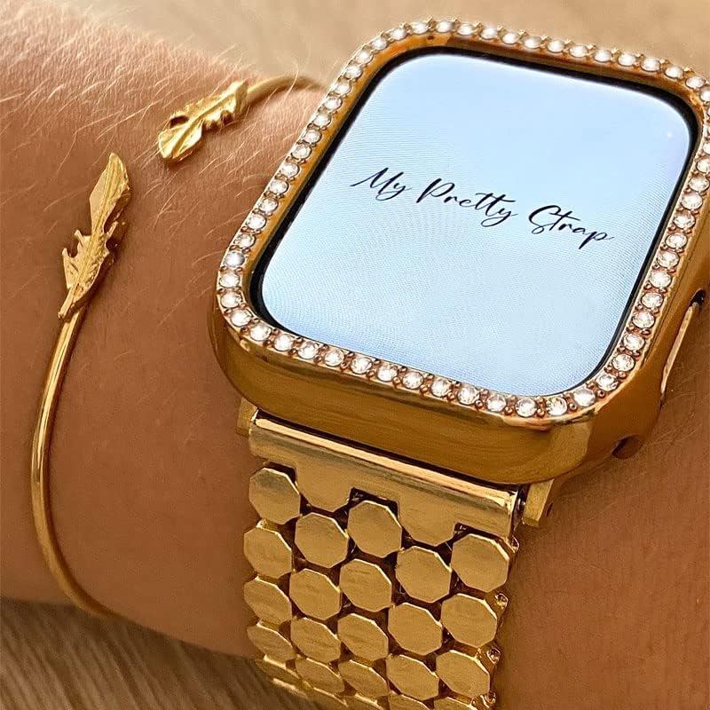 Miniatura 2 de My Pretty Strap Correa de panal compatible con Apple Watch de 38401.614 in o 4244451.929 in, acero inoxidable dorado para mujer