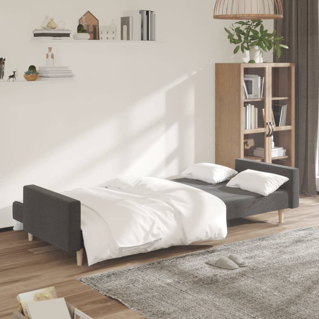 Sofá Cama de 2 plazas Tela Gris Oscuro,Mobiliario,Sofás,29kg-375728