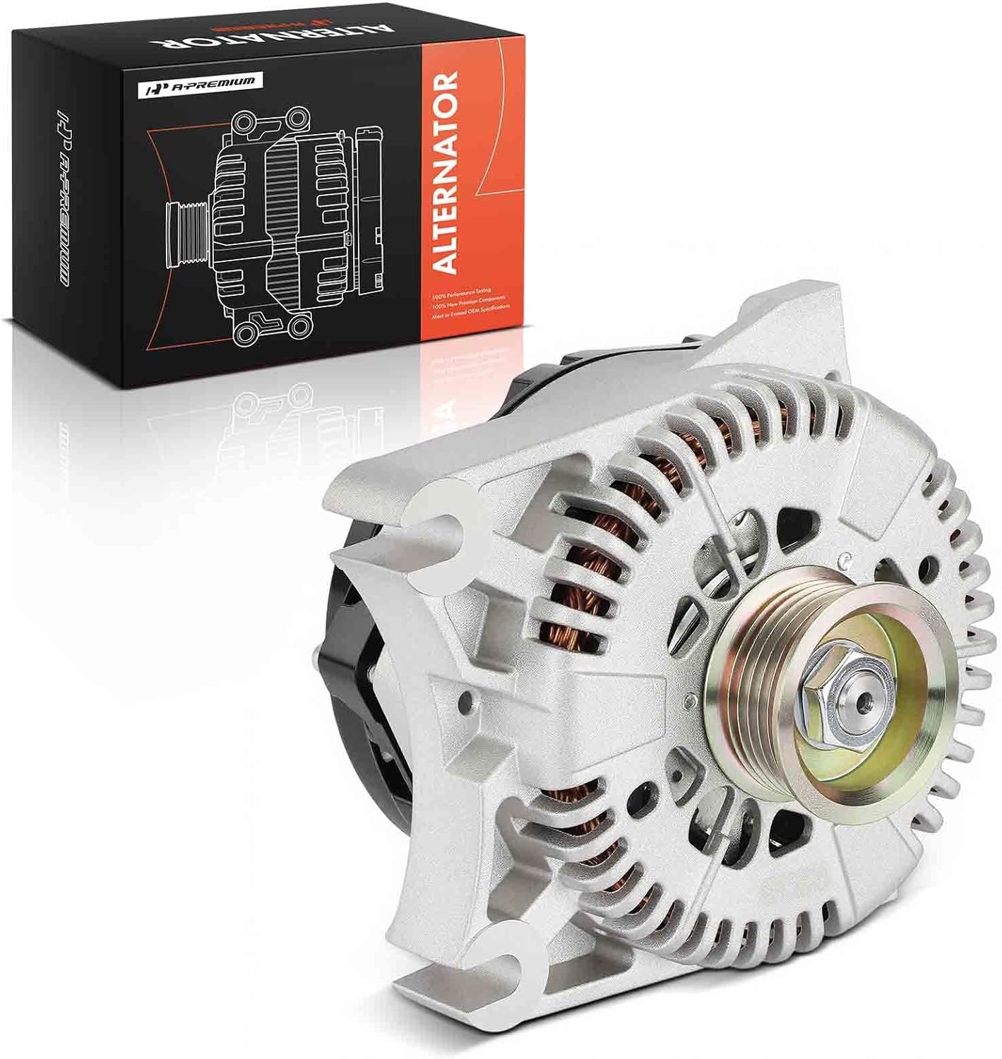 A-Premium Alternator Compatible with Ford Crown Victoria 1999-2000 & Mercury Grand Marquis 1999-2002 & Lincoln Town Car 1999-2000, V8 4.6L, 130A 12V CW 6-Groove Pulley, Replace# XW7U10300AA